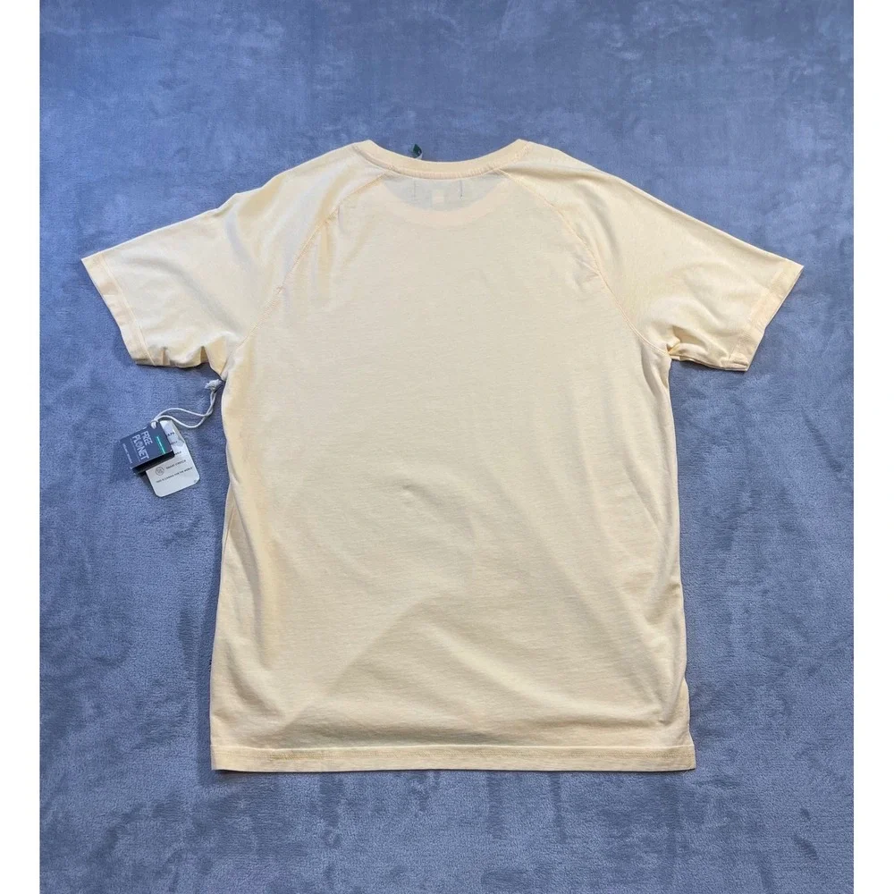 Free Planet Mens Organic Cotton T-Shirt Large Yellow Raglan Sleeve Sustainable